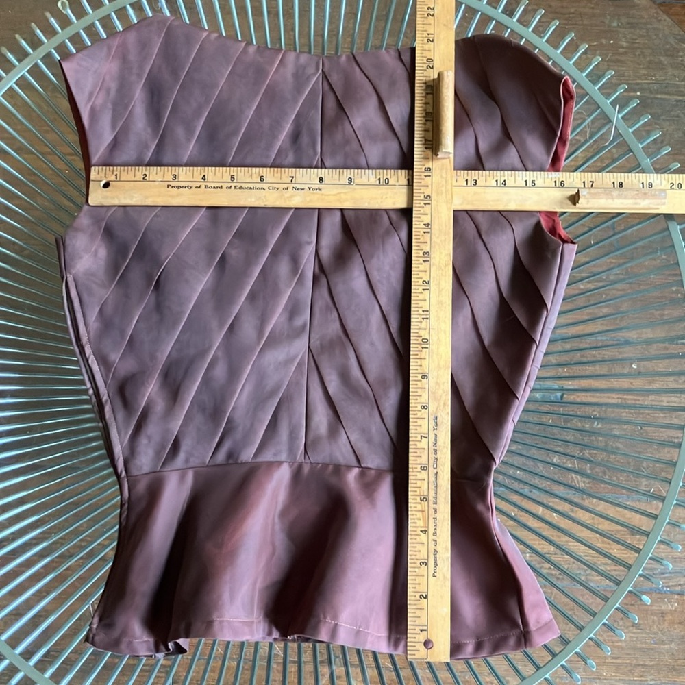 Vintage 50s diagonally tiered brown organza top size XS - Picture 13 of 16